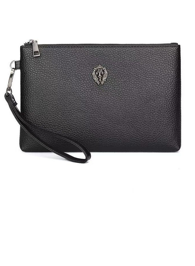 Casual Lion Head Clutch Bag Classic Portable Envelope Bag Large Capacity Lightweight Wallet Business Minimalist Card Holder with Wrist Strap for Men Gift Black - Image 3