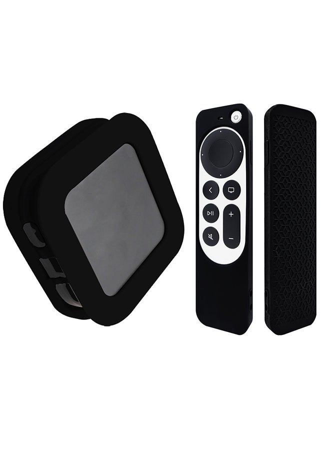 O Ozone Silicone Case for 2022 Apple TV 4K Wi-Fi TV Box Remote Cover, Foldable Soft Silicone Remote Sleeves with TV Box Case Skin -Black  - Image 1