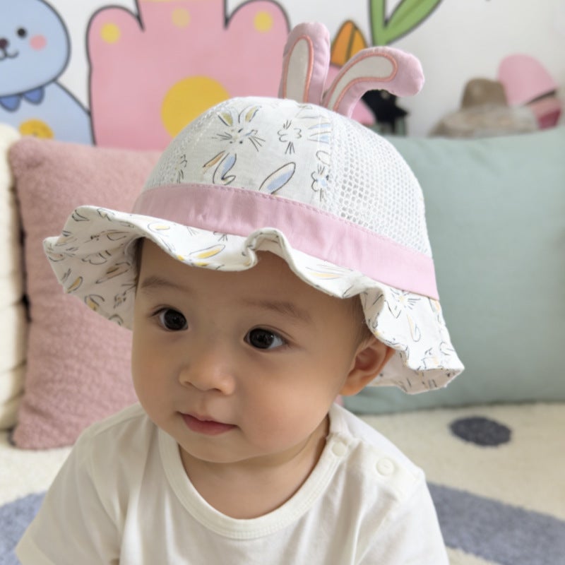 قبعة دلو صيفية للأطفال بتصميم أرنب، شبكة مسامية وحماية من الشمس، للجنسين - Image 5