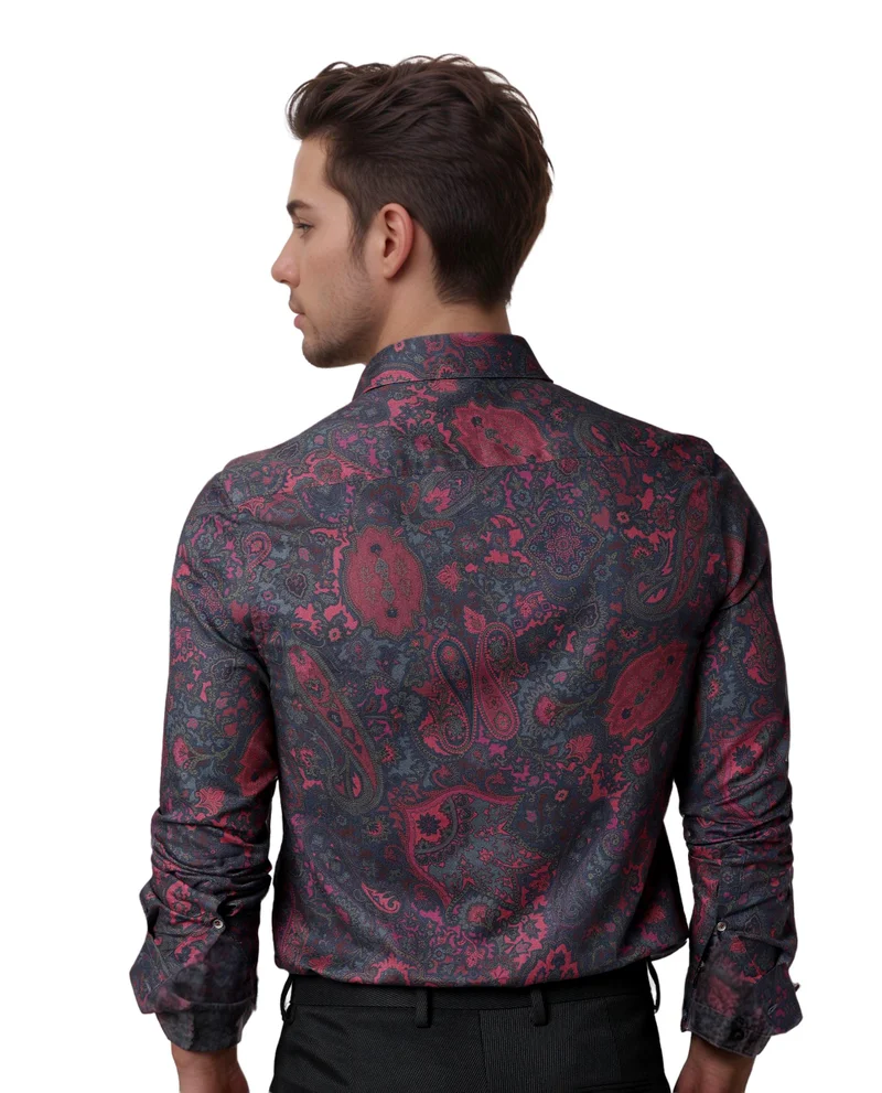 Rare Rabbit Rare Rabbit Men's Paizerr Pink Cotton Fabric Full Sleeves Paisley Print Shirt