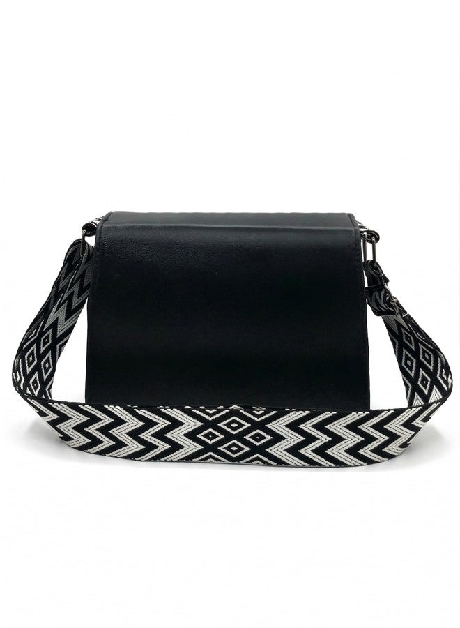 KRIFTY Sling Bag with Geometric Patterned Strap, Faux Leather Crossbody Bag with Twist Lock Closure For Women's/Girls (Black) - Image 3