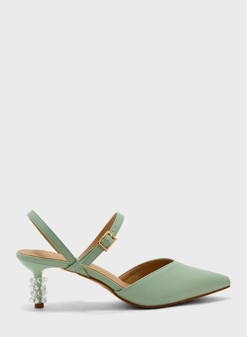 ELLA Clear Heel Slingback Pump