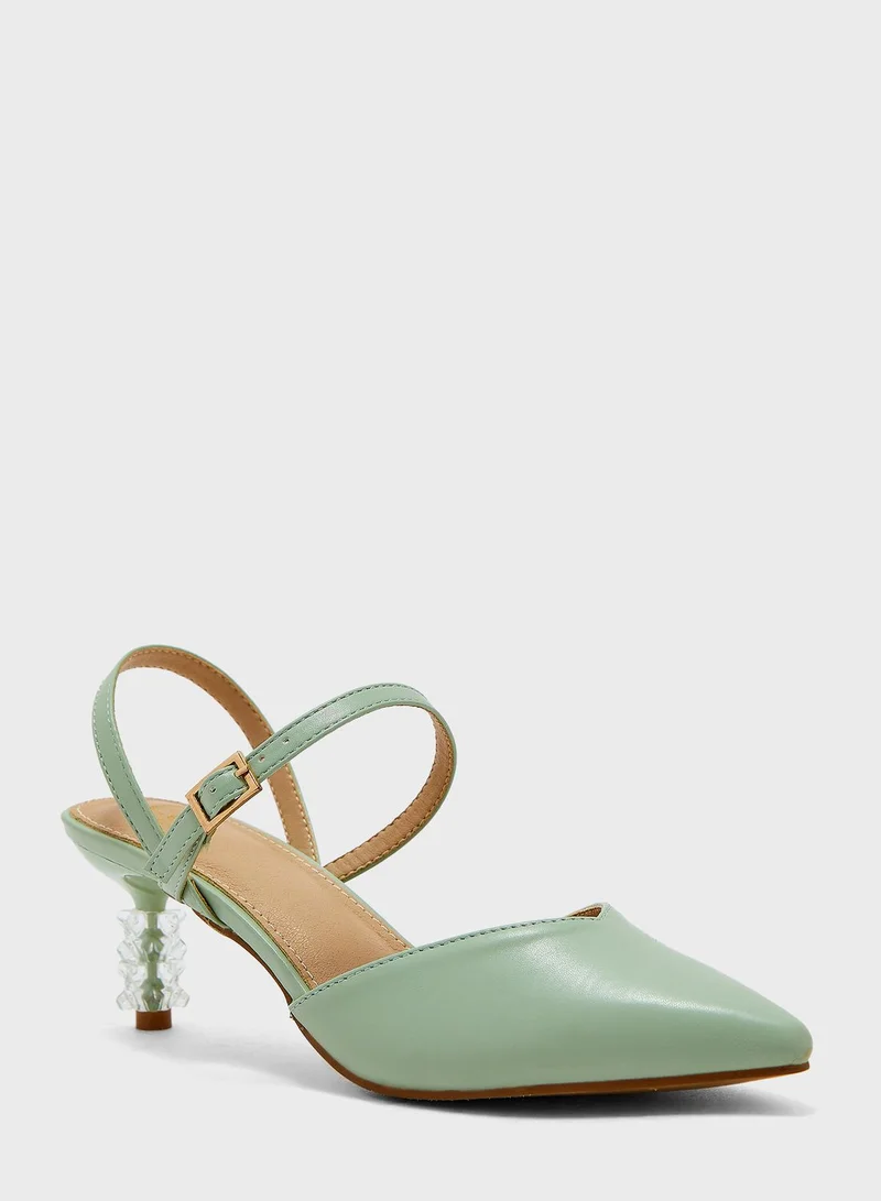 ELLA Clear Heel Slingback Pump