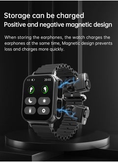 Generic TWS earphones and watches two in one, 1.96 '' multifunctional waterproof sports smart watch, health monitoring information reminder, ultra long standby, compatible with Apple and Android  - Image 3