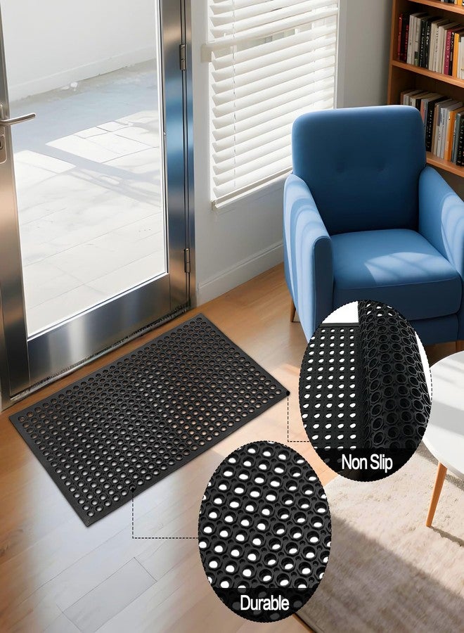 Nexboraque Anti Fatigue Rubber Floor Mats, 24 x 36 Inch Non-Slip Restaurant Mat Door Mat Drainage Mat for Indoor Outdoor Wet Area, Pool Entry, Garden - Black - Image 3
