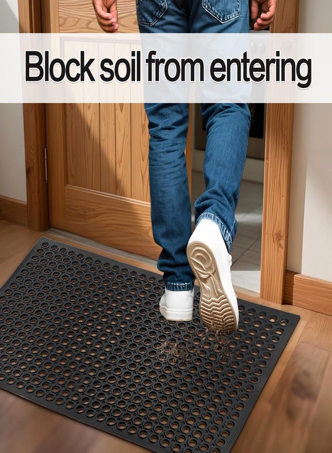 Nexboraque Anti Fatigue Rubber Floor Mats, 24 x 36 Inch Non-Slip Restaurant Mat Door Mat Drainage Mat for Indoor Outdoor Wet Area, Pool Entry, Garden - Black - Image 4