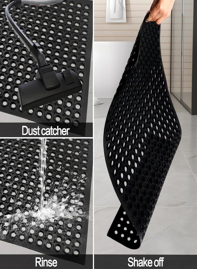 Nexboraque Anti Fatigue Rubber Floor Mats, 24 x 36 Inch Non-Slip Restaurant Mat Door Mat Drainage Mat for Indoor Outdoor Wet Area, Pool Entry, Garden - Black - Image 5