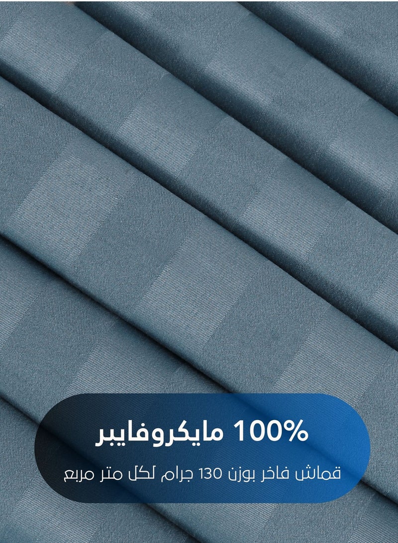 سيد المنسوجات المنزلية مفرش فندقي مفرد ونص من مايكروفايبر، يناسب سرير بحجم 160 سم × 200 سم، 5 قطع، مع الحشوة القابلة للنزع، بتصميم خطوط فندقية - Image 3