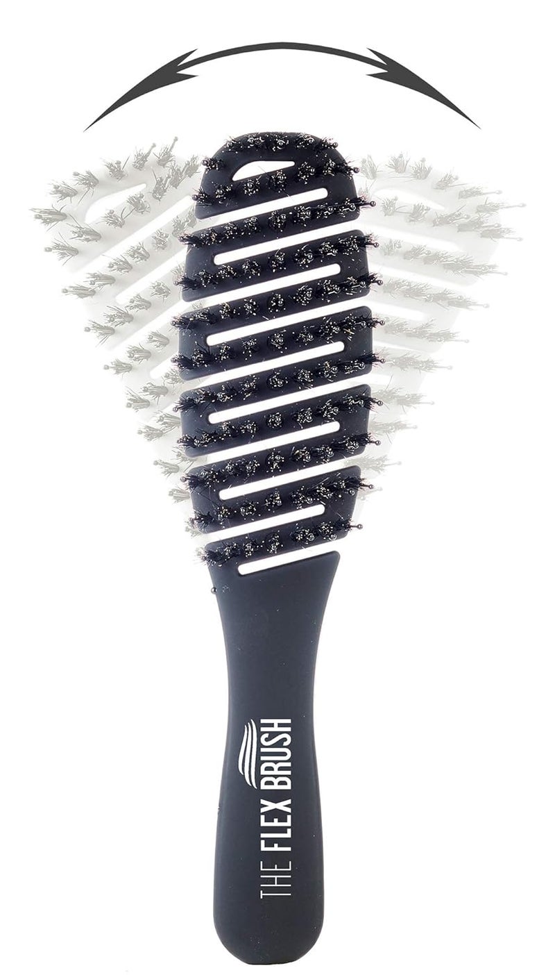 Flex Brush  Petite Vented Hair Brush BoarNylon mix for Blow Drying Flexible Bristle Brush for Women  Kids Detangling Massages Scalp for Hair Growth Lightweight for Faster Drying Black