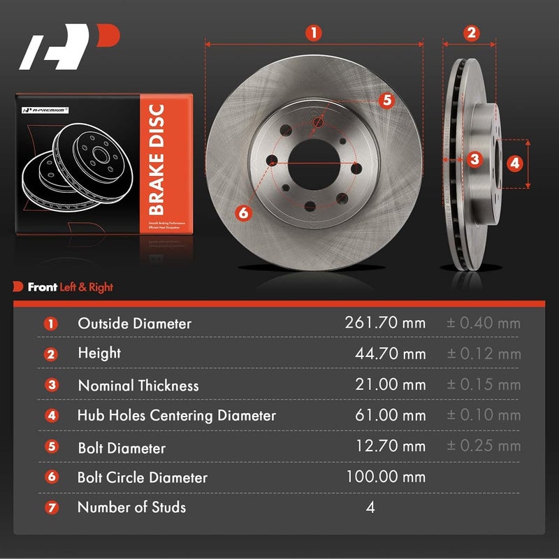 A-Premium Front Vented Disc Brake Rotors for Honda - Image 5
