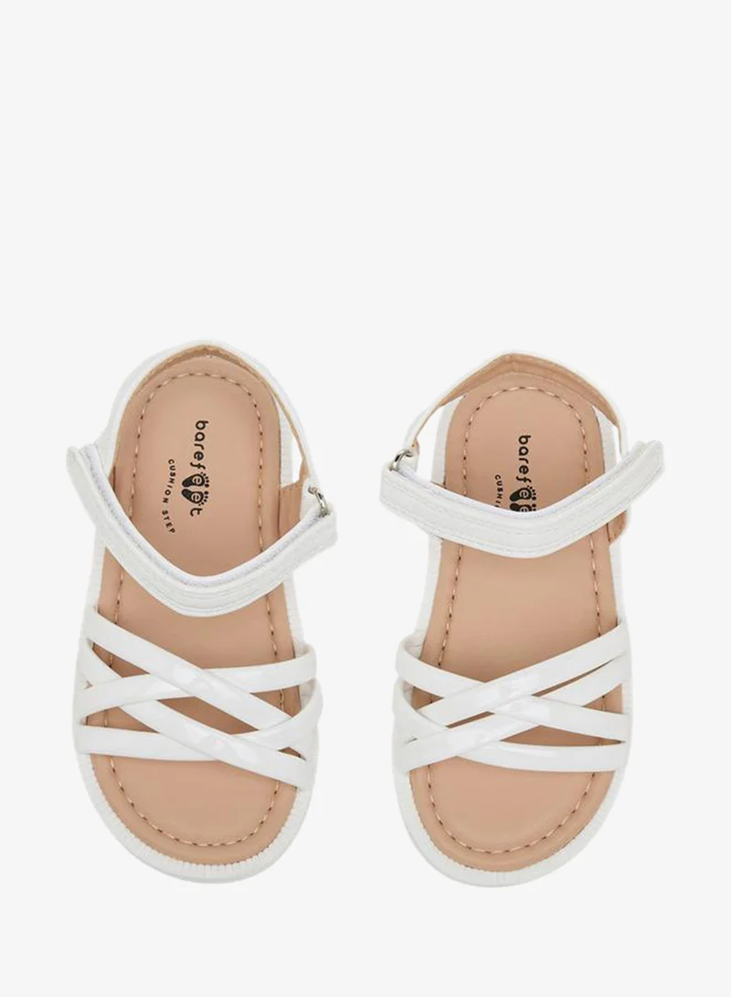 Barefeet Girls Criss-Cross Strap Hook & Loop Sandals