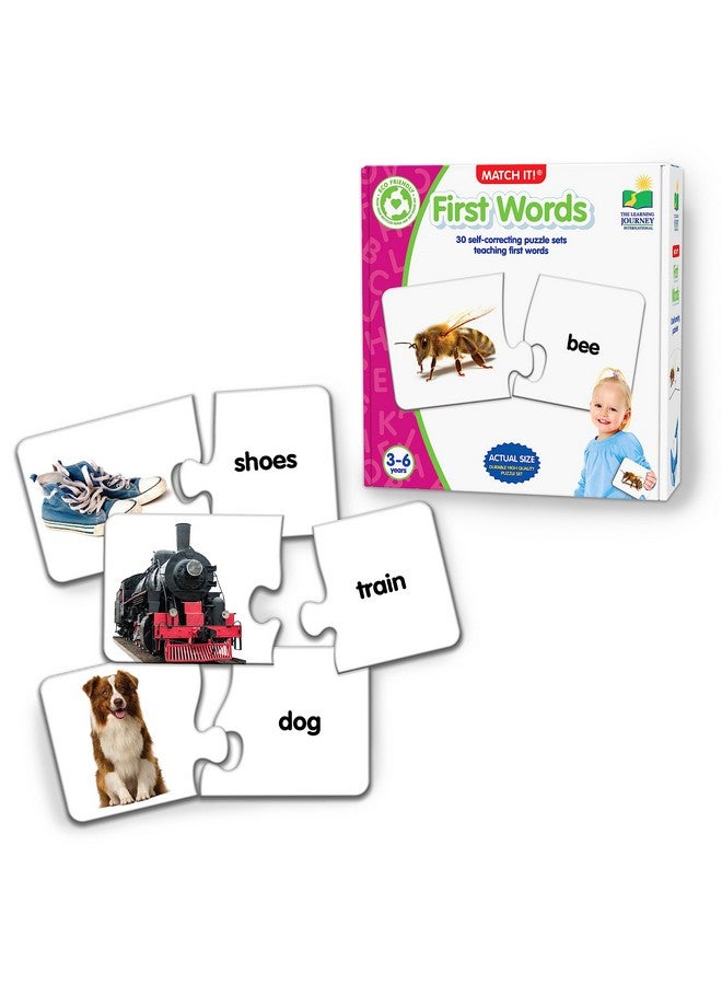 THE LEARNING JOURNEY : Match It! - First Words - 30 Piece Self-Correcting Words With Matching Images For Emerging Readers - Sight Words Puzzle For Kids Ages 3 And Up - Award Winning Toys - Image 1