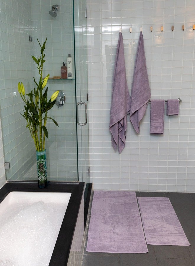 Mosobam Luxury Turkish XL Bath Mat 28X44 Lavender Aura 1000 GSM Bamboo Viscose & Aegean Turkish Combed Cotton - Image 4