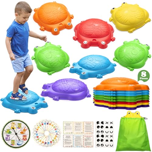 VROGTIK Stepping Stones for Kids Outdoor Toys for Toddlers 35 8 Pcs Frog Balance Step Stone Up to 265lbs Indoor Outdoor Toy for Kids Obstacle Course Sensory Toys for Toddler Ages 38 Gift for Boys Girls - Image 1