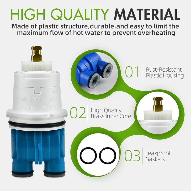 BUWTIQ RP19804 Shower Cartridge for Delta Monitor 1300/1400 Series Shower Faucet Single Handle, Replacement Monitor Pressure Balance Single Function Cartridge, Easy Installation - Image 4