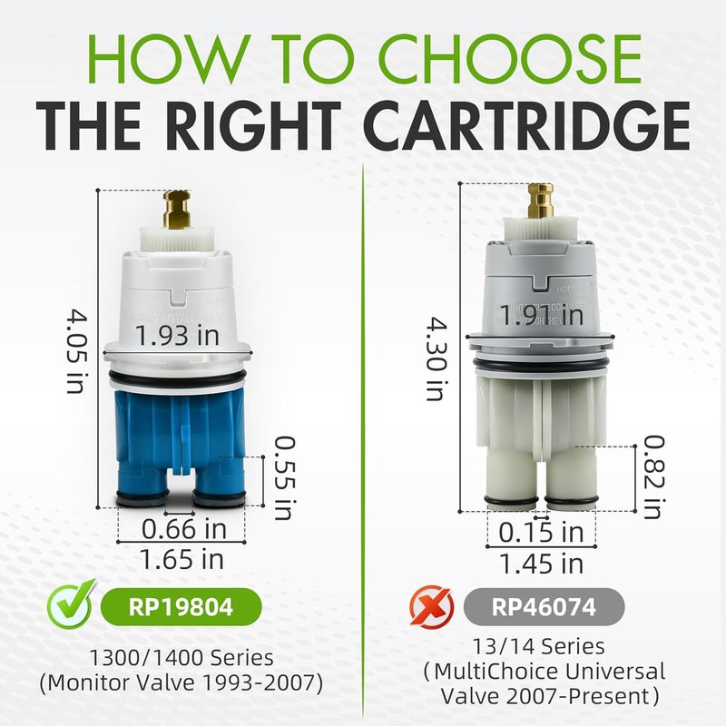 BUWTIQ RP19804 Shower Cartridge for Delta Monitor 1300/1400 Series Shower Faucet Single Handle, Replacement Monitor Pressure Balance Single Function Cartridge, Easy Installation - Image 3