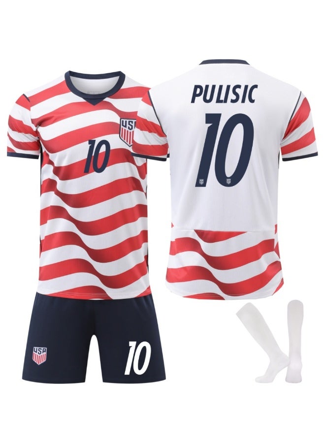 USA 2026 World Cup USA Home Soccer Kit Christian Pulisic #10 Short Sleeve Jersey Shorts Set with Socks Multiple Sizes - Image 1
