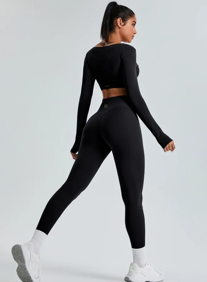 KAWN.YOGA Womens High Waist Contour Workout Sport Leggings Yoga Pants Tummy Control Running Pants