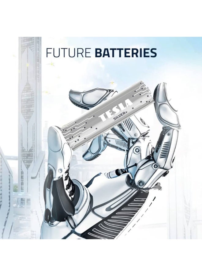TESLA BATTERIES SILVER+ AA LR6 Alkaline  Batteries 2pcs- powerful batteries for maximum performance, 1.5V constant power for high-consumption devices such as cameras, microphones, and measuring instruments, with a leak-proof formula, long-lasting performance, environmentally friendly design, and suitable for home and professional use, reliable power that lasts as long as possible  - Image 2