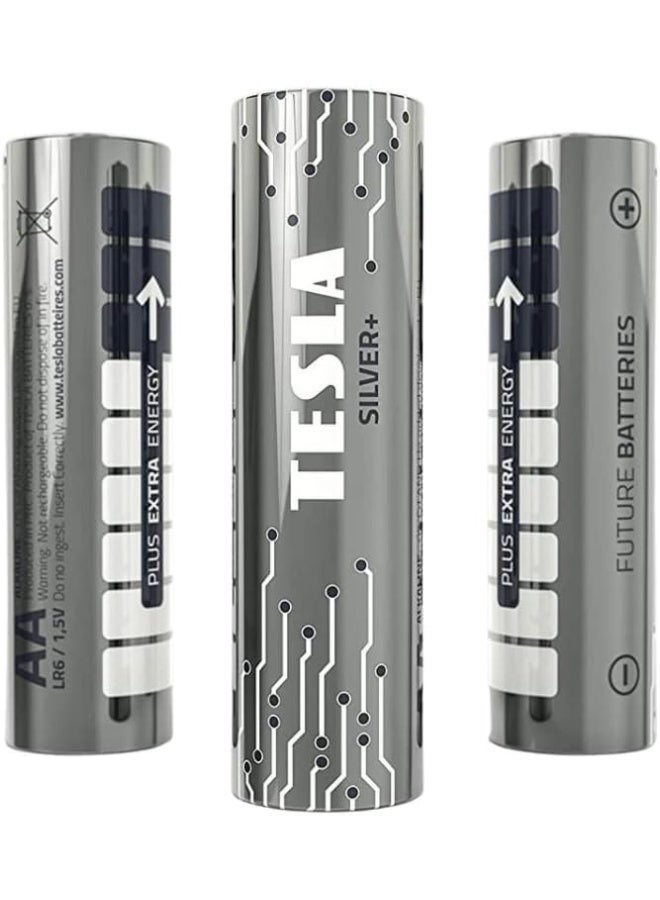 TESLA BATTERIES SILVER+ AA LR6 Alkaline  Batteries 2pcs- powerful batteries for maximum performance, 1.5V constant power for high-consumption devices such as cameras, microphones, and measuring instruments, with a leak-proof formula, long-lasting performance, environmentally friendly design, and suitable for home and professional use, reliable power that lasts as long as possible  - Image 4