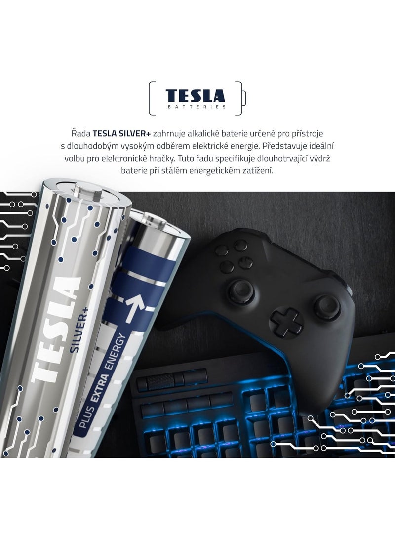 TESLA BATTERIES SILVER+ AA LR6 Alkaline  Batteries 2pcs- powerful batteries for maximum performance, 1.5V constant power for high-consumption devices such as cameras, microphones, and measuring instruments, with a leak-proof formula, long-lasting performance, environmentally friendly design, and suitable for home and professional use, reliable power that lasts as long as possible  - Image 3