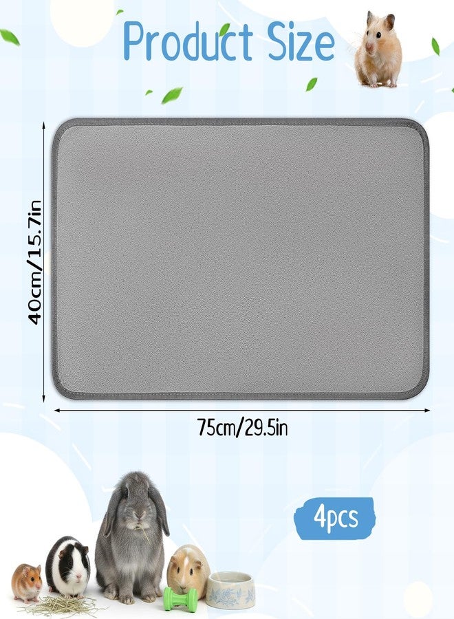 EupHHonycs مجموعة من 4 بطانات لأقفاص خنازير غينيا من EupHHonycs، مقاس 16 × 30 بوصة، قابلة للغسل، وسادات تبول لخنازير غينيا، مقاومة للماء وقابلة لإعادة الاستخدام، وسادات فراش من الصوف مانعة للانزلاق للحيوانات الصغيرة مثل الأرانب والهامستر، لون رمادي - Image 2