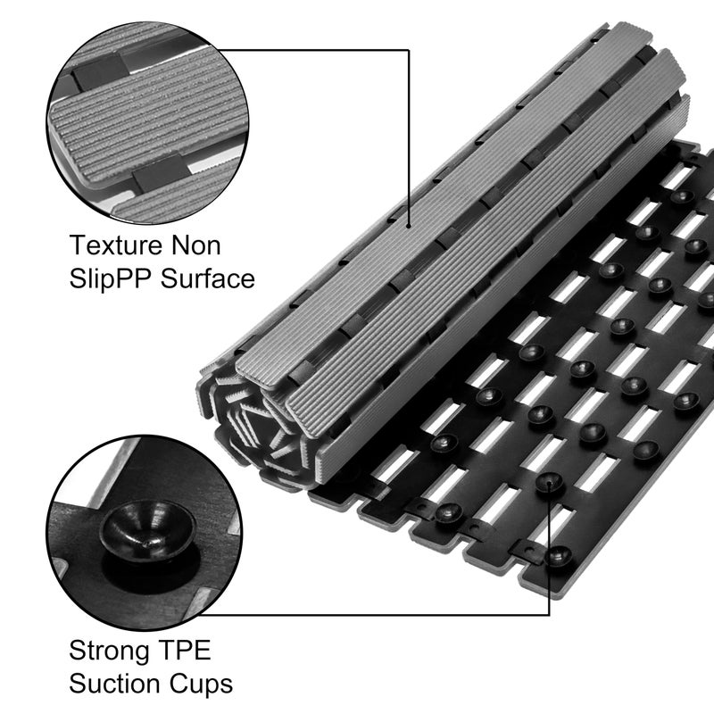 MBOSS Bathtub Mat Non Slip, Shower Mat for Inside Shower, Suction Cups Design and Drain Holes, 37.5 X 15.7 Inch, Bathroom Essentials Safe, Easy to DIY Cut, Soft and Eco-Friendly Materials - Image 3
