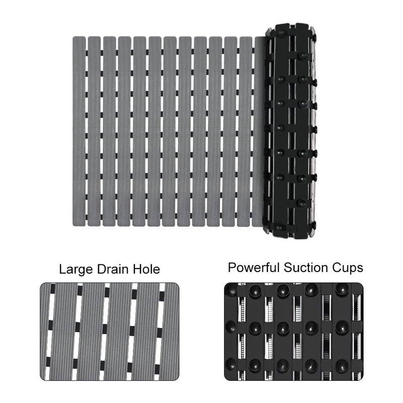 MBOSS Bathtub Mat Non Slip, Shower Mat for Inside Shower, Suction Cups Design and Drain Holes, 37.5 X 15.7 Inch, Bathroom Essentials Safe, Easy to DIY Cut, Soft and Eco-Friendly Materials - Image 2