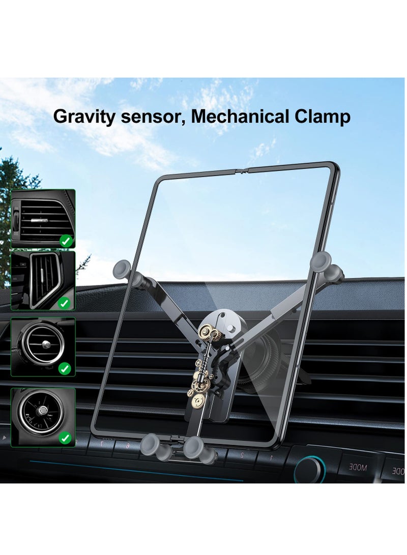 SOLARAE حامل هاتف السيارة، حامل تهوية من الألمنيوم لجهاز Z Fold 3، حامل هاتف خلوي جاذبي عالمي لأجهزة سامسونج جالاكسي Z Fold 3 / Z Fold 2 / S21 / S20 تحت 8 بوصات (فضي) - Image 5