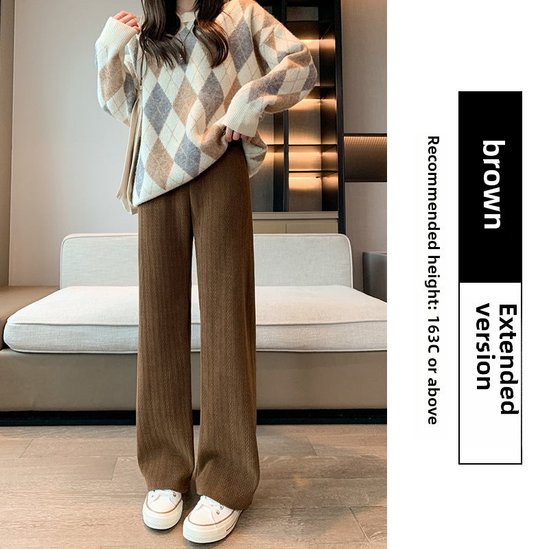 Womens Chamois Chenille Wide Leg Pants Autumn Winter High Waist Casual Knitted Trousers Blue [extended]] - Image 3