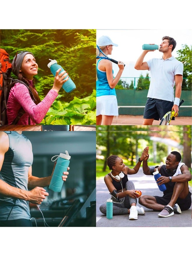 Chase Up Collapsible Water Bottles Cups Leakproof Valve Reusable BPA Free Silicone Foldable Travel Water Bottle Cup for Gym Camping Hiking Travel Sports Lightweight Durable (Dark Green) - Image 2