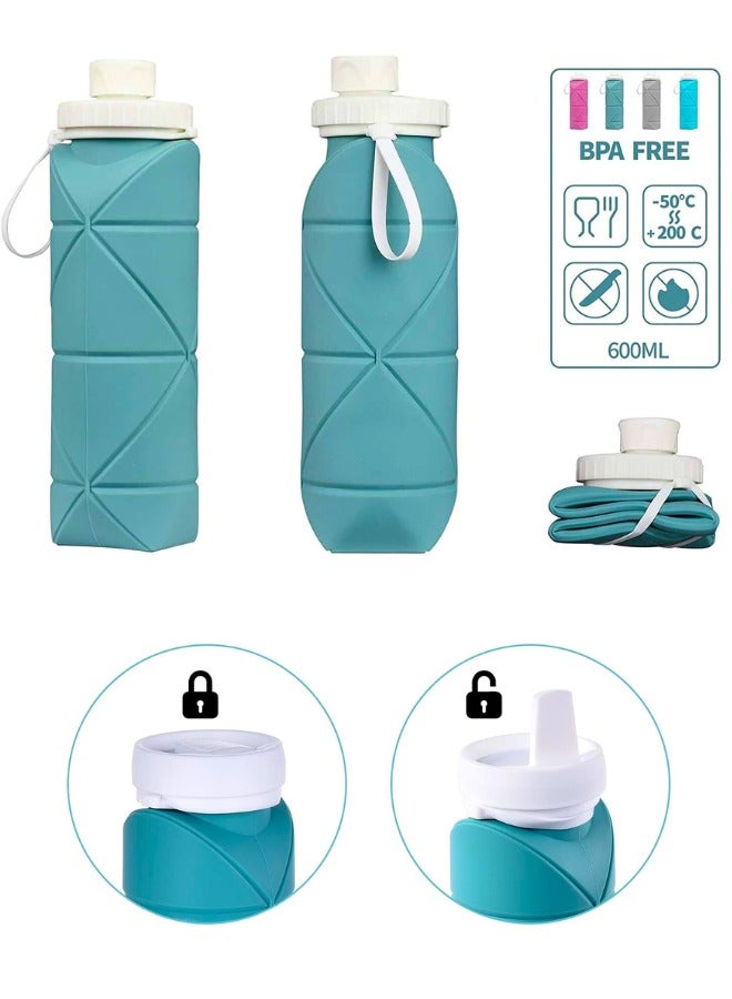 Chase Up Collapsible Water Bottles Cups Leakproof Valve Reusable BPA Free Silicone Foldable Travel Water Bottle Cup for Gym Camping Hiking Travel Sports Lightweight Durable (Dark Green) - Image 3
