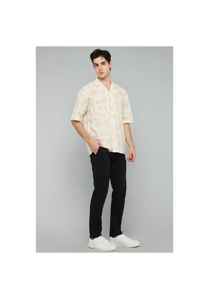أر أند بي Solid Slim Fit Pants with Button Closure