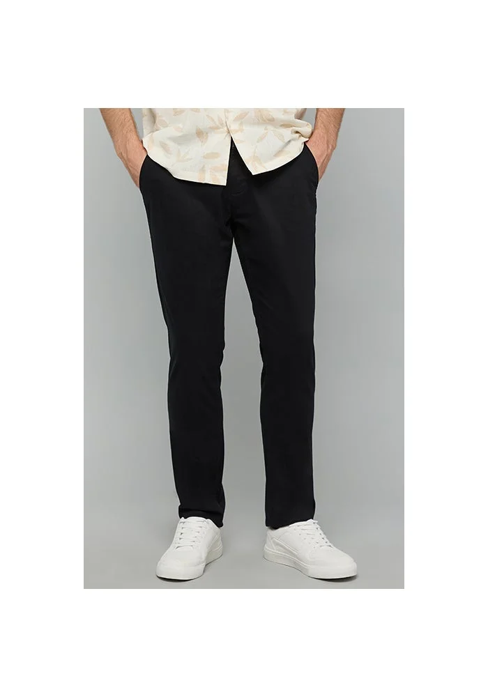 أر أند بي Solid Slim Fit Pants with Button Closure