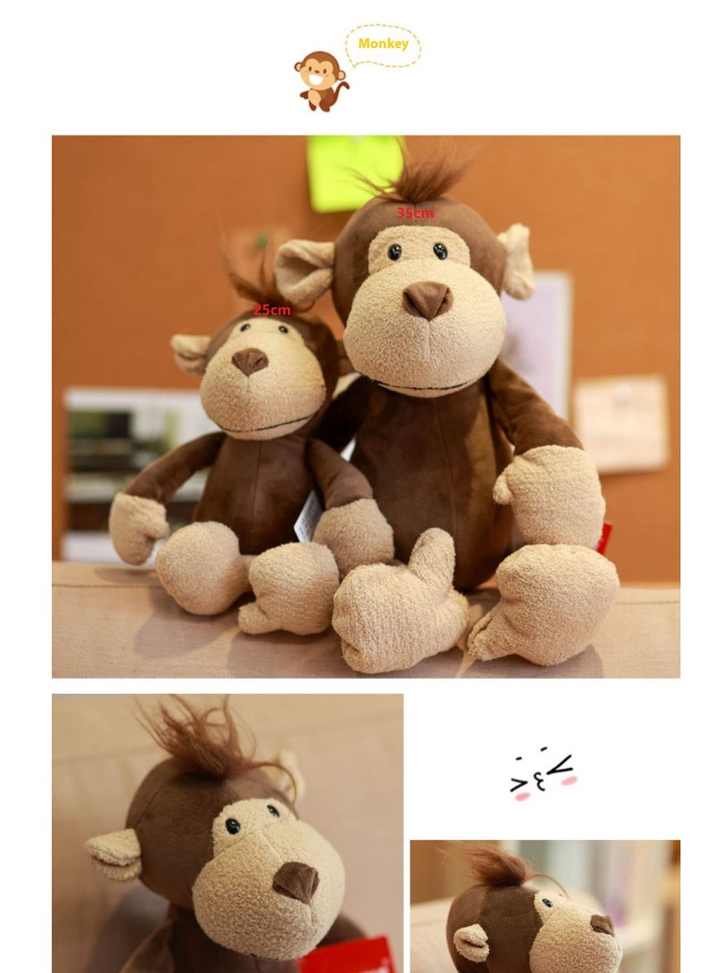 واي آند دي دمية قرد صغيرة محشوة دمية قماشية للأطفال حيوانات الحديقة الحيوانية Junble للبنين والبنات هدية حفلات ذات طابع حيواني هدية حفلات استقبال المولود الجديد (قرد) - Image 4