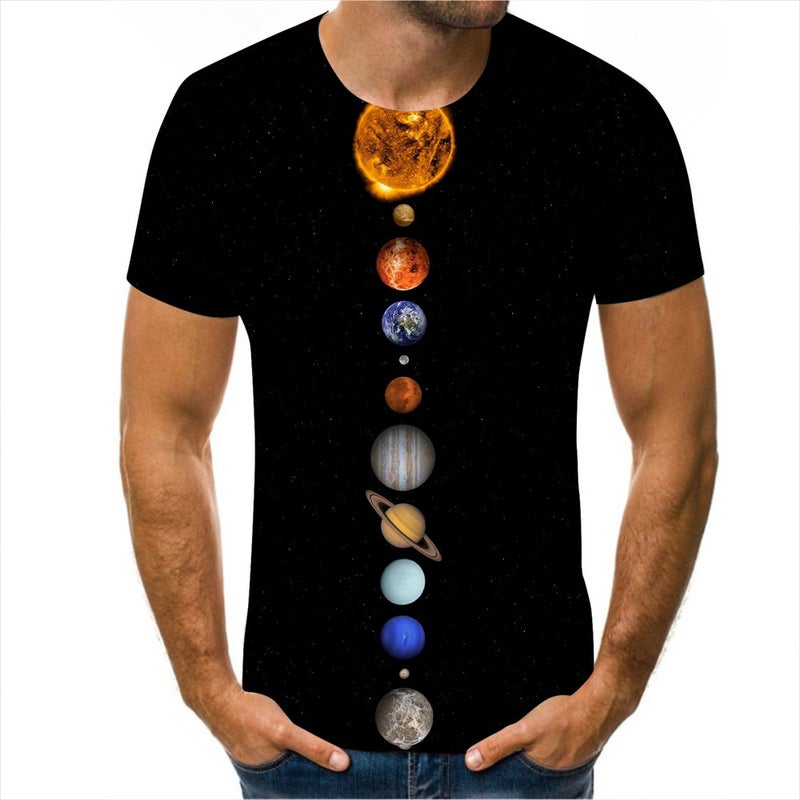 Digital 3D Printing Men'S Short-Sleeved T-Shirt Star Scenery Trend For Young Male Students - Image 4