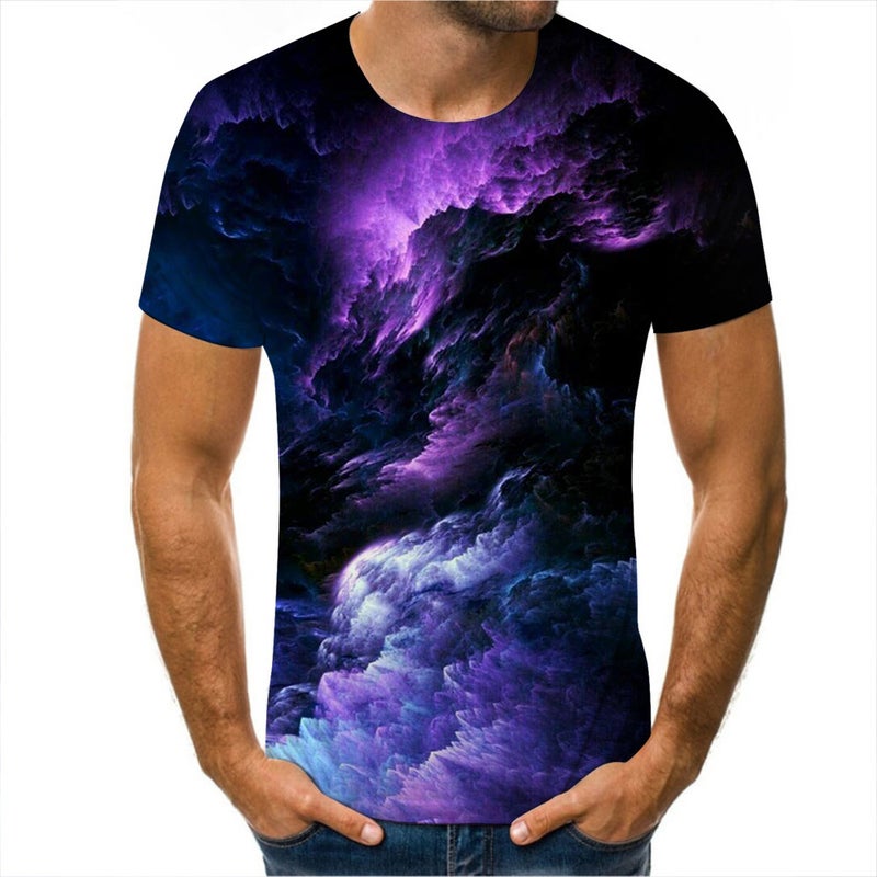 Digital 3D Printing Men'S Short-Sleeved T-Shirt Star Scenery Trend For Young Male Students - Image 5