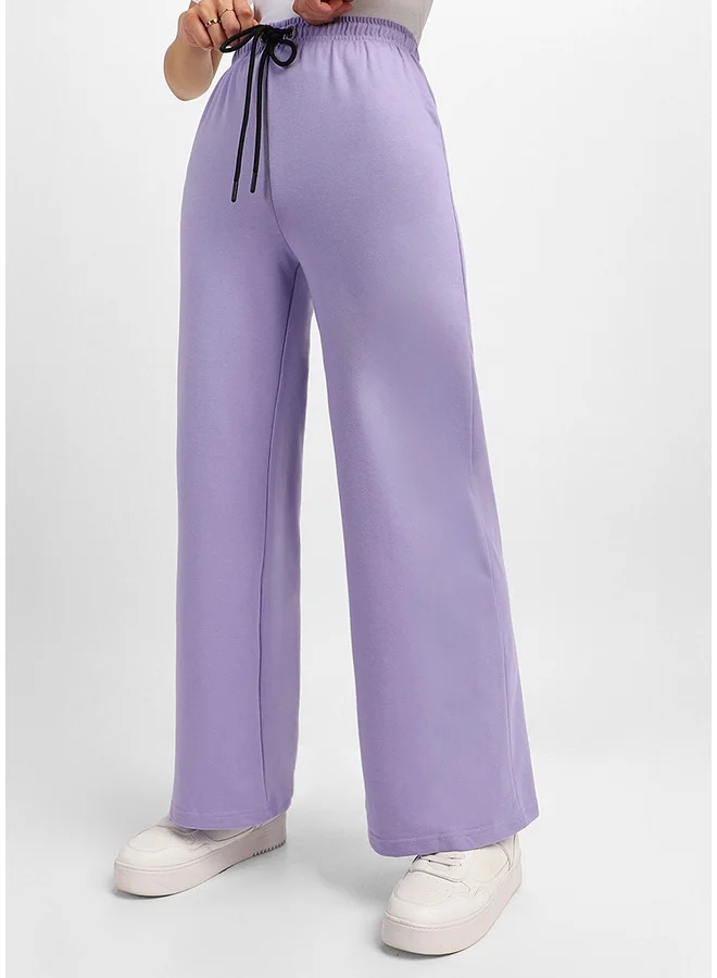 جونبيري بنطلون رياضي واسع الساق من القطن الخالص بلون الليلك للنساء