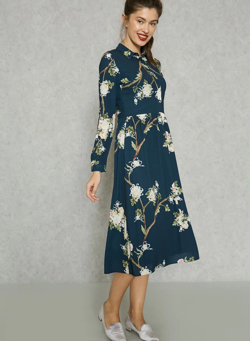 ELLA Floral Print Shirt Dress