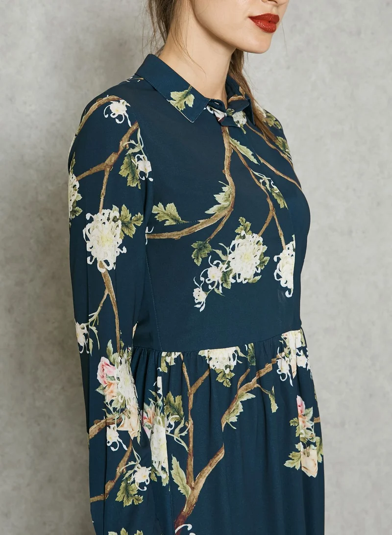 ELLA Floral Print Shirt Dress