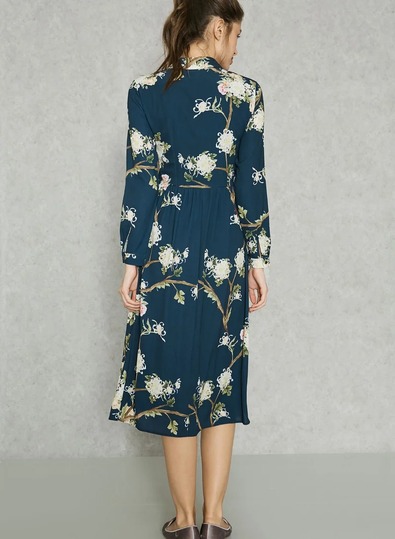 ELLA Floral Print Shirt Dress