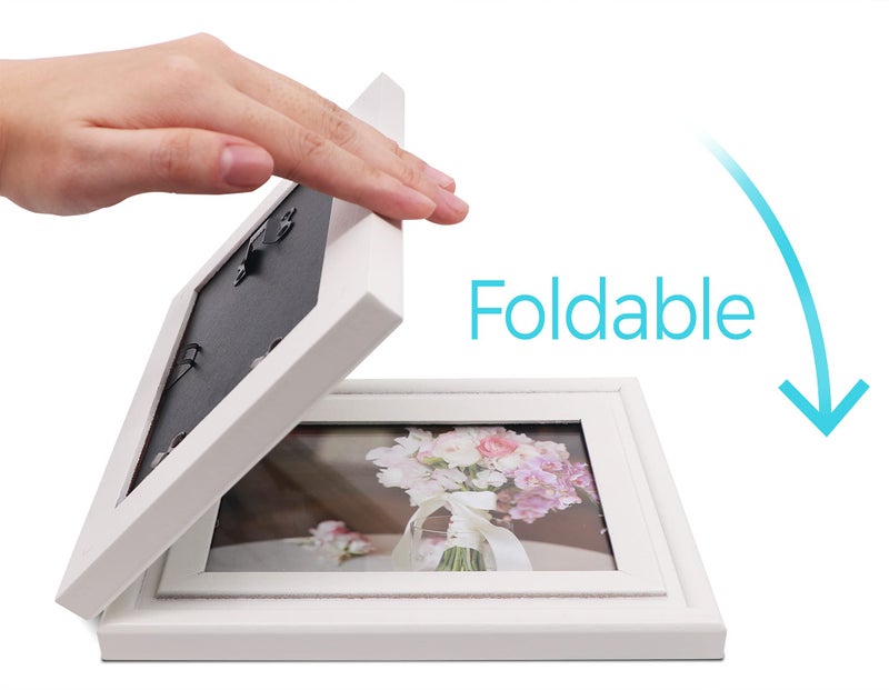JD Concept Vertical Horizontal Combo, Art Double 5x7 White Wood Foldable Picture Frame - Opening 4.5x6.5 - for 5 by 7 Portrait and Landscape View - Image 5