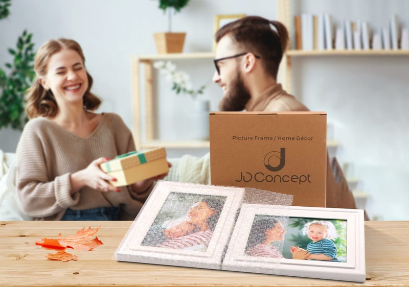 JD Concept Vertical Horizontal Combo, Art Double 5x7 White Wood Foldable Picture Frame - Opening 4.5x6.5 - for 5 by 7 Portrait and Landscape View - Image 4