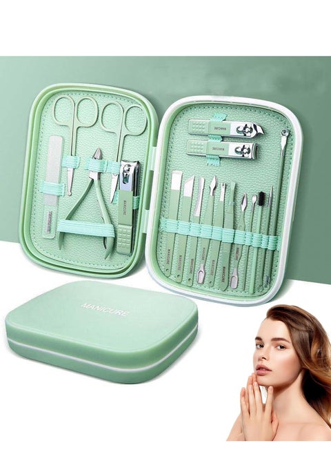 Manicure Set, Nail Clippers Set 18 in 1 Stainless Steel Manicure and Pedicure Set with Excellent Gift Box, Ideal for Home, Workplace, Outdoor Travel