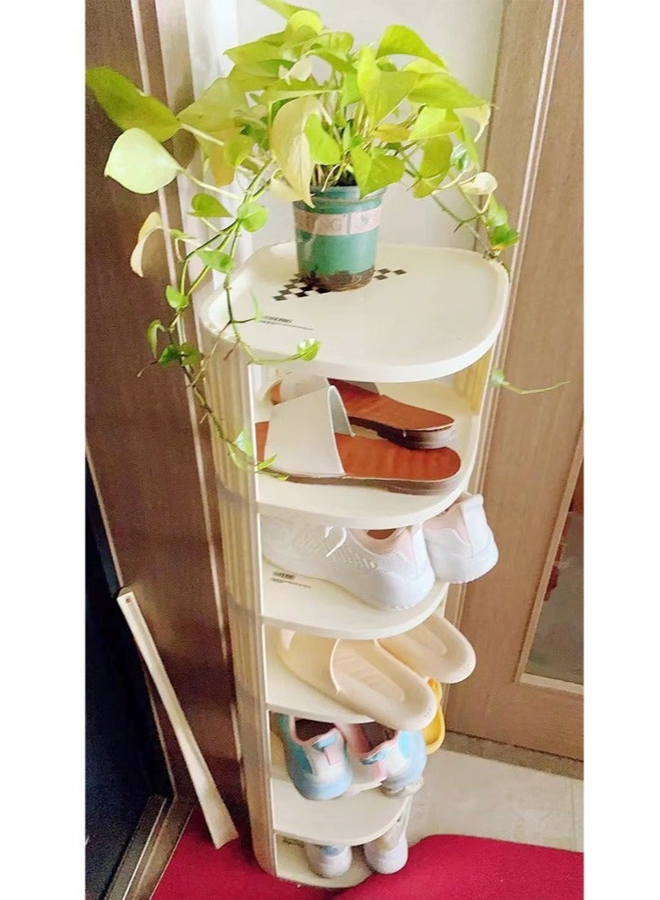 fashionhome رف أحذية بلاستيكي متعدد الخطوات، رف أحذية عمودي ضيق، رف تخزين متعدد الطوابق، منظم أحذية موفر للمساحة، لمدخل غرفة المعيشة، 25 × 25 × 121 سم - Image 2