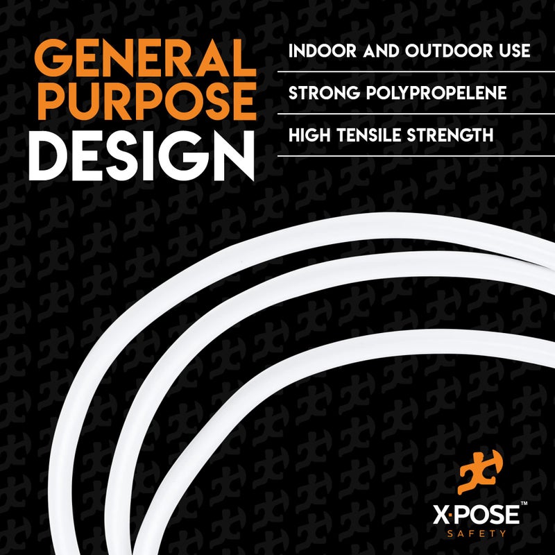 xpose safety Plastic Clothesline - 100' Plastic Clothes Line - White Outdoor Weather Resistant - Synthetic Cord for Hanging and Drying Clothing & Laundry - Plastic Rope Clothes Line String for Pulley - Image 3