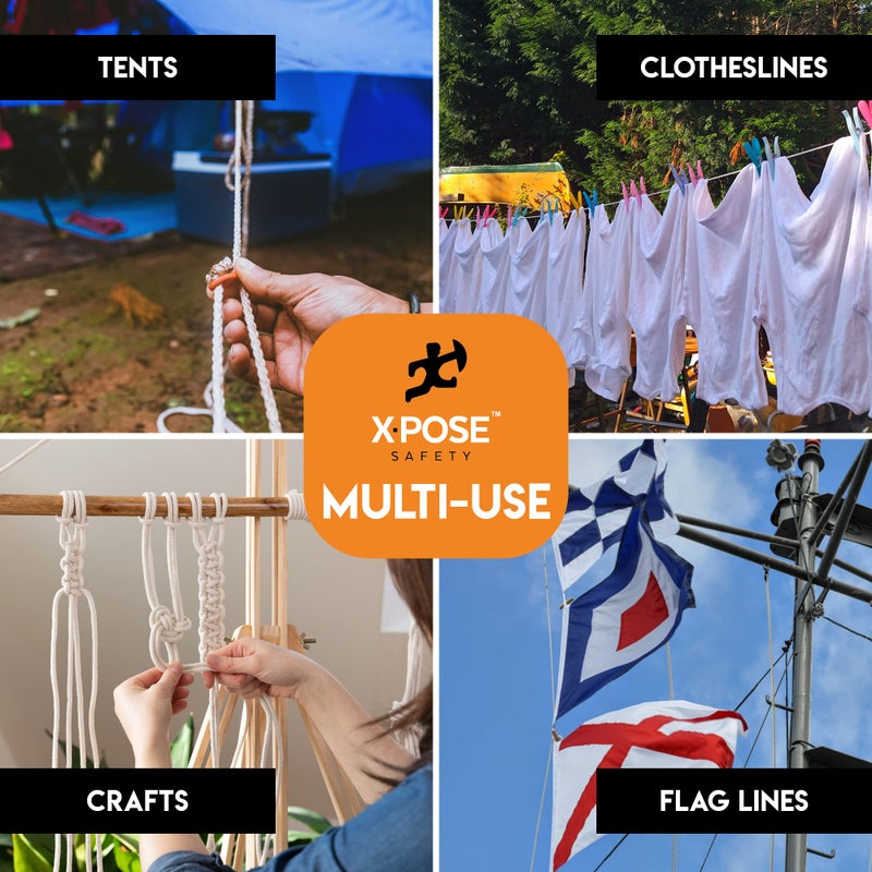 xpose safety Plastic Clothesline - 100' Plastic Clothes Line - White Outdoor Weather Resistant - Synthetic Cord for Hanging and Drying Clothing & Laundry - Plastic Rope Clothes Line String for Pulley - Image 5