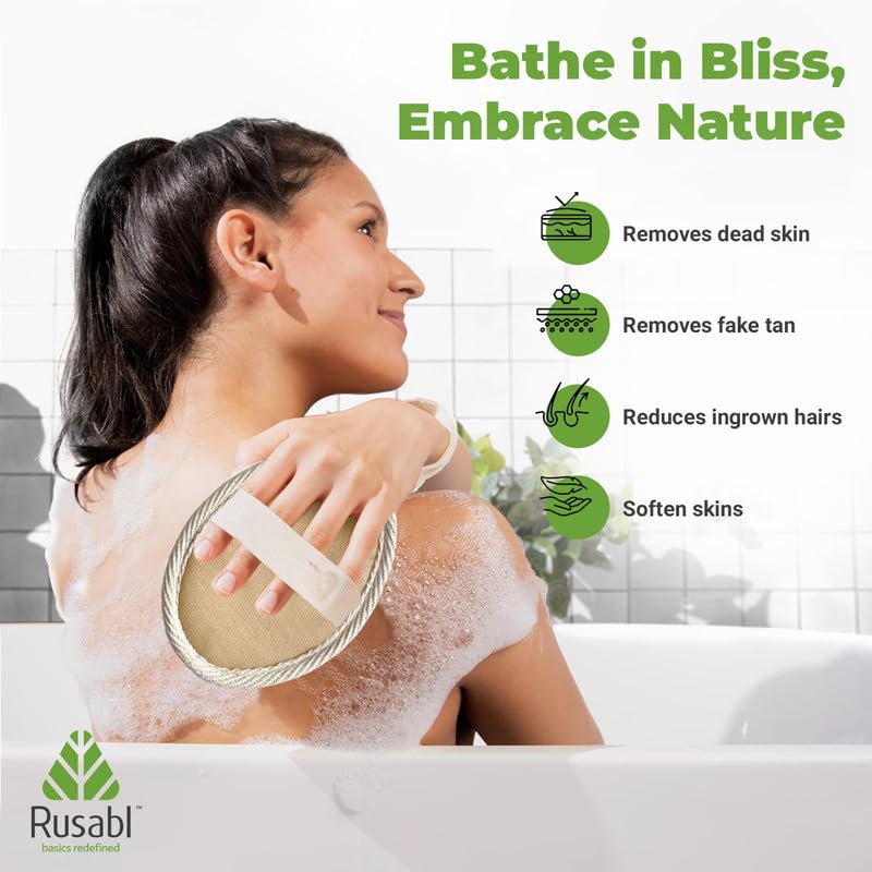 Rusabl Ramie Bath Loofah for Body Deep Cleansing and Scrubbing (Pack of 2, Oval) Reusable Exfoliating Scrub Sponge, Made of Natural Fibre, Scrubber for Men and Women, Cleanses and Gently Exfoliates Skin - Image 5