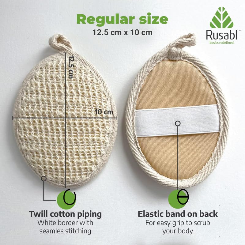 Rusabl Ramie Bath Loofah for Body Deep Cleansing and Scrubbing (Pack of 2, Oval) Reusable Exfoliating Scrub Sponge, Made of Natural Fibre, Scrubber for Men and Women, Cleanses and Gently Exfoliates Skin - Image 4