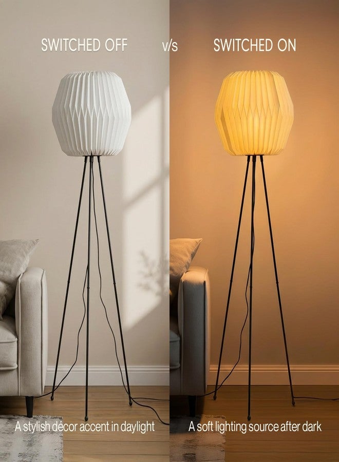 FIG Living Lifo Paper Floor Lamp for Living Room Decoration, Bedroom & Home Decor | 120 cm Tall Lamp | Origami-Inspired Lampshade | Knock-Down Tripod Stand (Bulb not Included) - Image 5